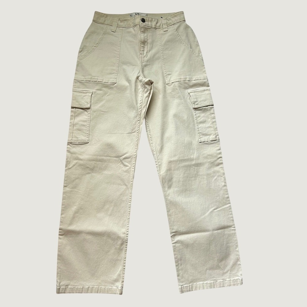 Hollister High-Rise Utility Dad Pants Cream Beige Cargo Straight Leg Women 5R 27